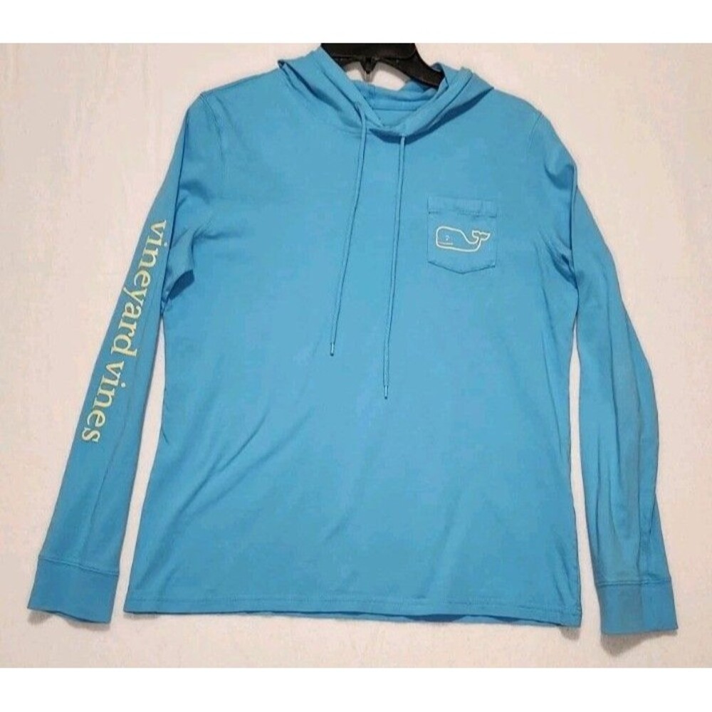 Vineyard Vines Small Hooded TShirt Tee Whale Long Sleeve Blue Hole See Photos
